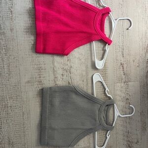 Aerie Ribbed Knit Tank Tops - Pink and Gray